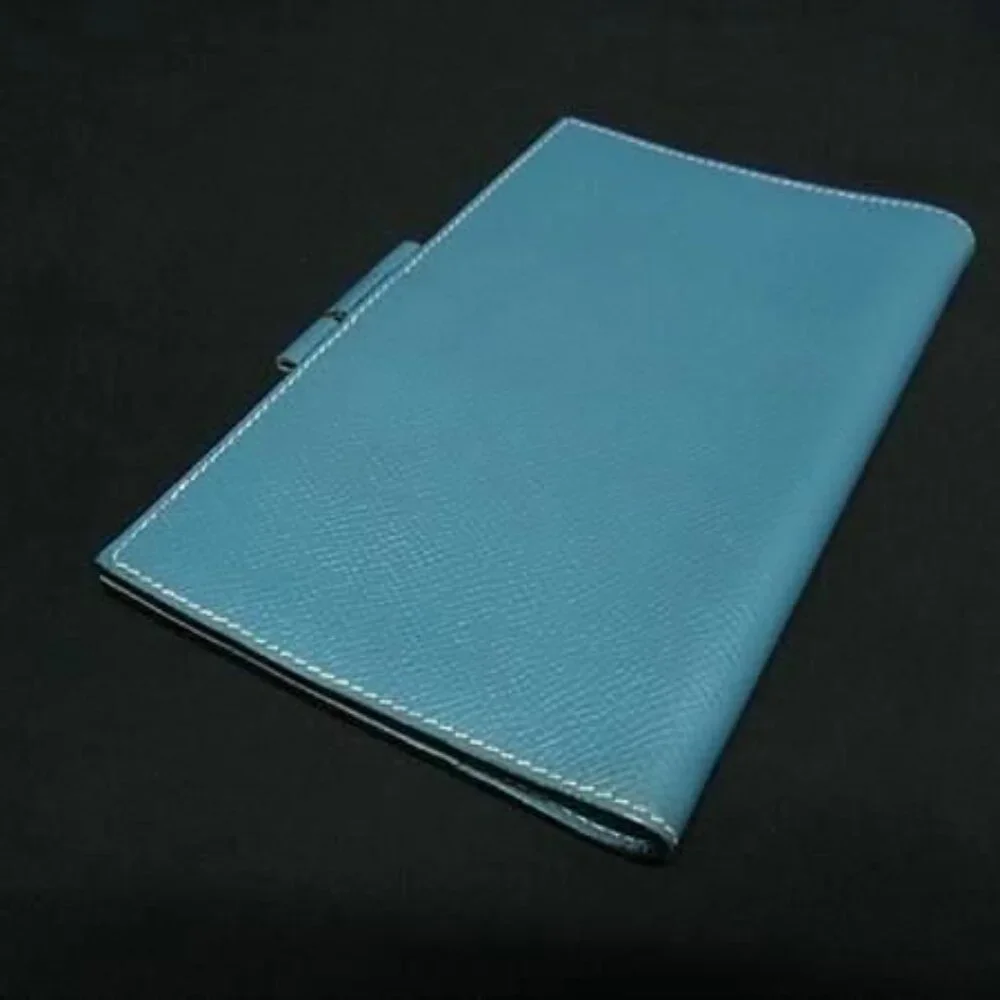 Hermes Handbook Cover Agenda Vision Blue Jean Veau Epsom Silver